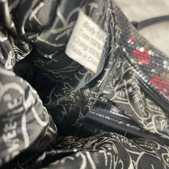 BETSEY JOHNSON Full SEQUINS RED ROSES Tote HOBO  Weekender Bag - Picture 11 of 16